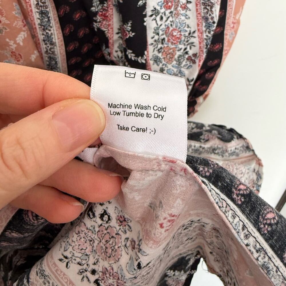 Onirik Marcela Dress Peach and Black Floral Stripe Cotton Size XS - Picture 9 of 12